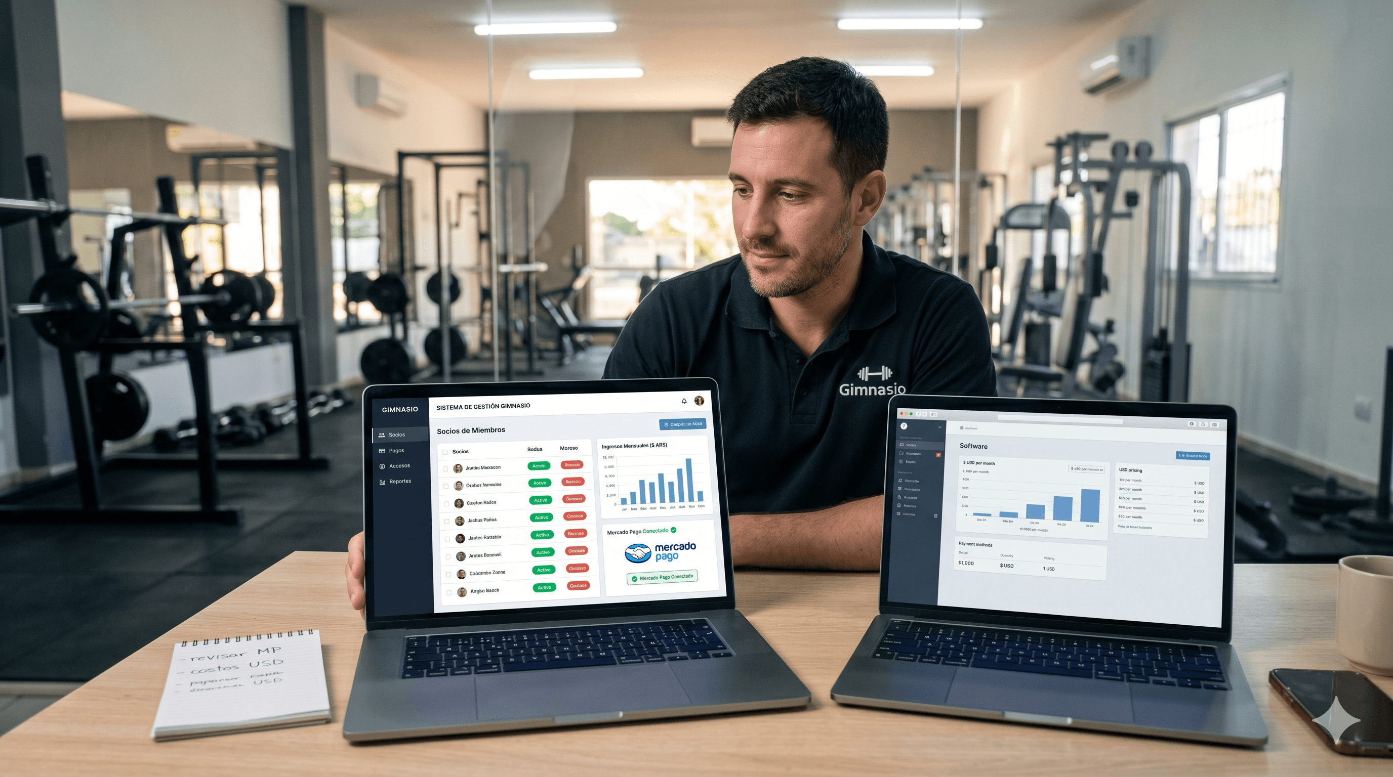 Tabla comparativa de software para gimnasios en Argentina con precios y funcionalidades