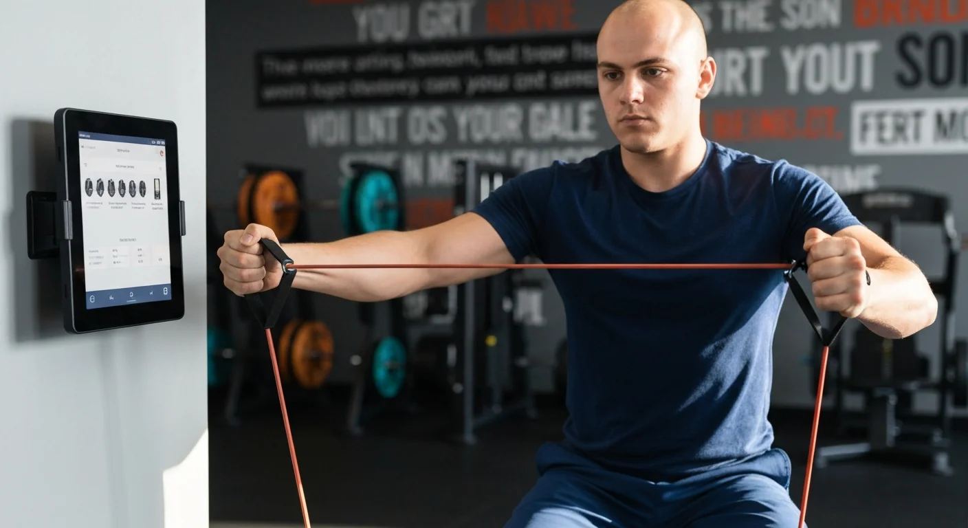 Socio realizando el check-in con código QR en la recepción de un box de CrossFit mediante una plataforma digital.