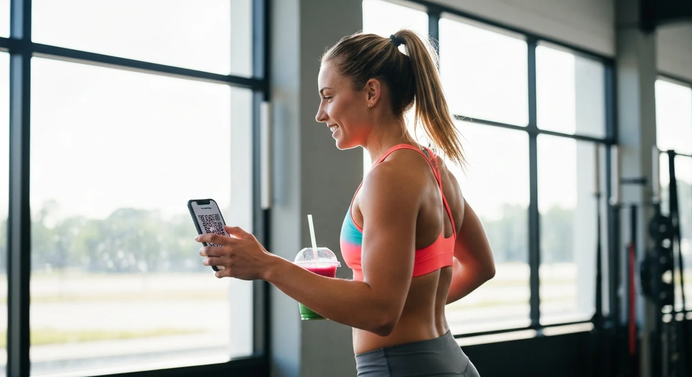 Socio realizando el check-in con código QR desde su celular al ingresar a una clase en el box de CrossFit.