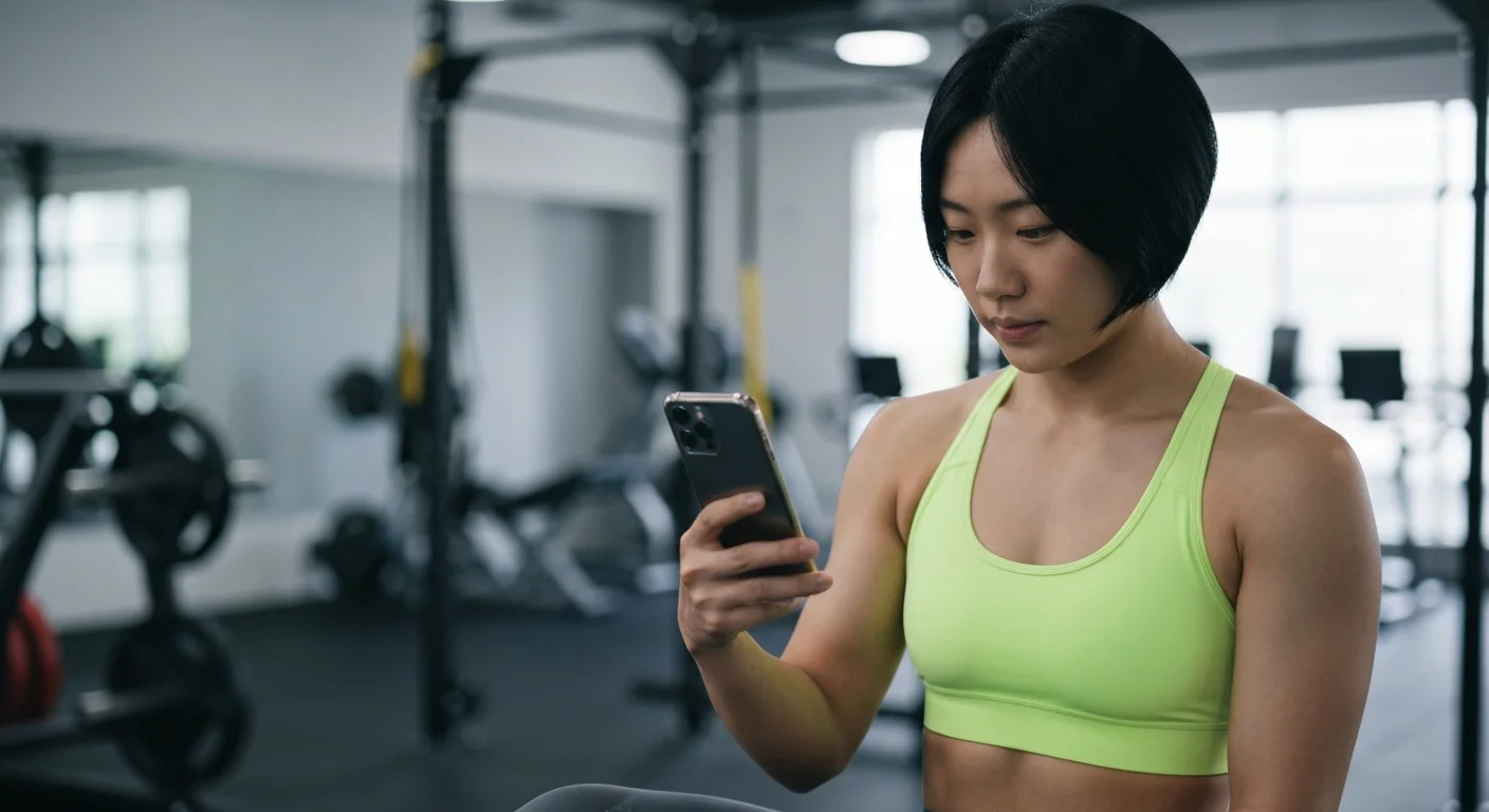 Socio ingresando al gimnasio mediante el escaneo de un código QR en su celular para el registro de check-in.