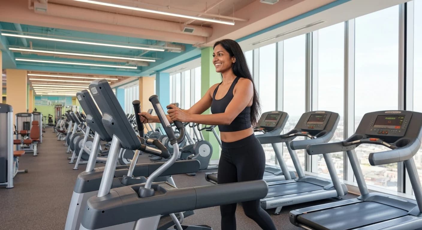 Dueño de gimnasio revisando el dashboard de cobros automáticos de Mercado Pago en su dispositivo móvil.