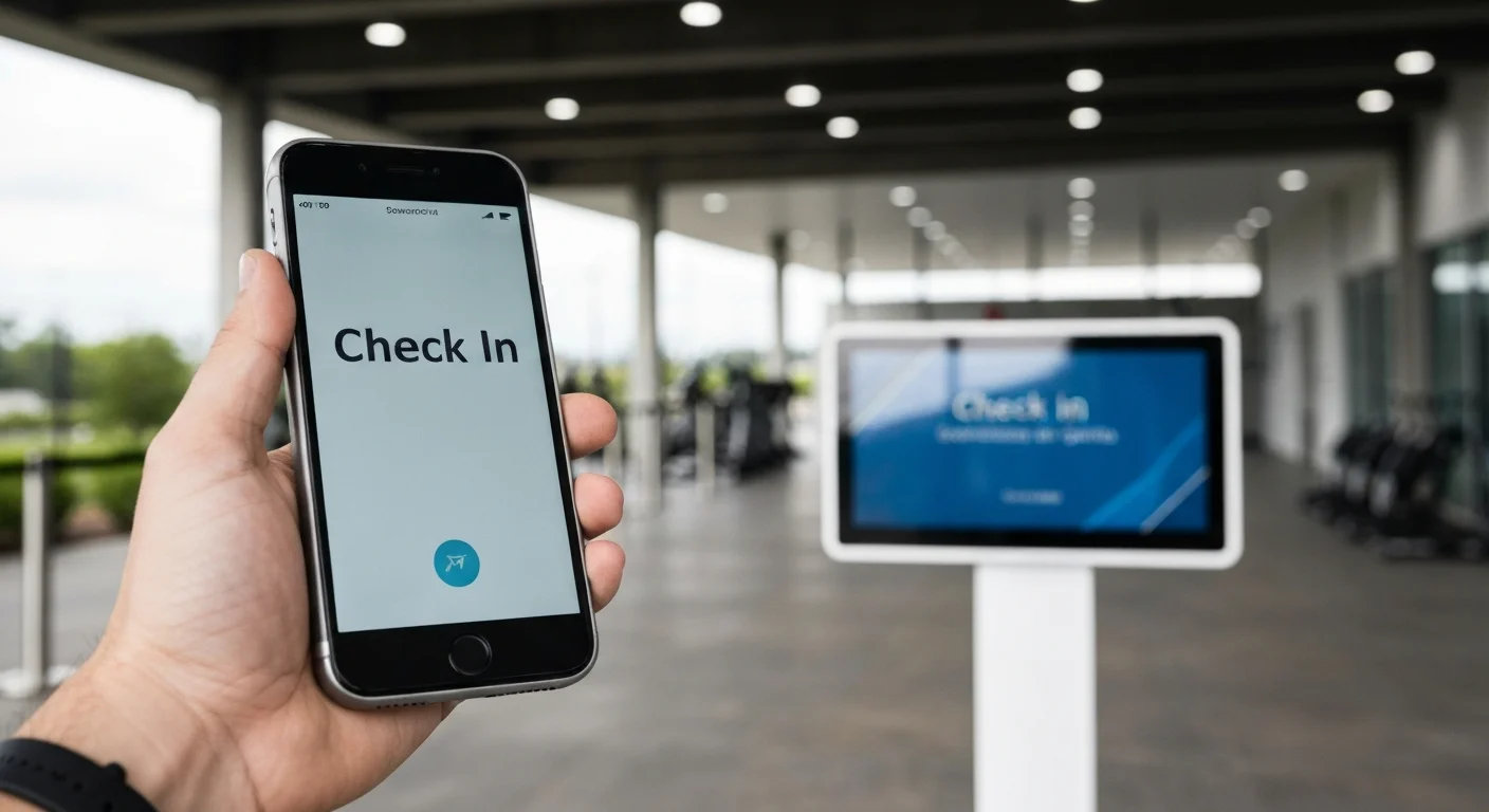 Socio de gimnasio realizando el check-in mediante código QR en la entrada de una entidad deportiva en Argentina.